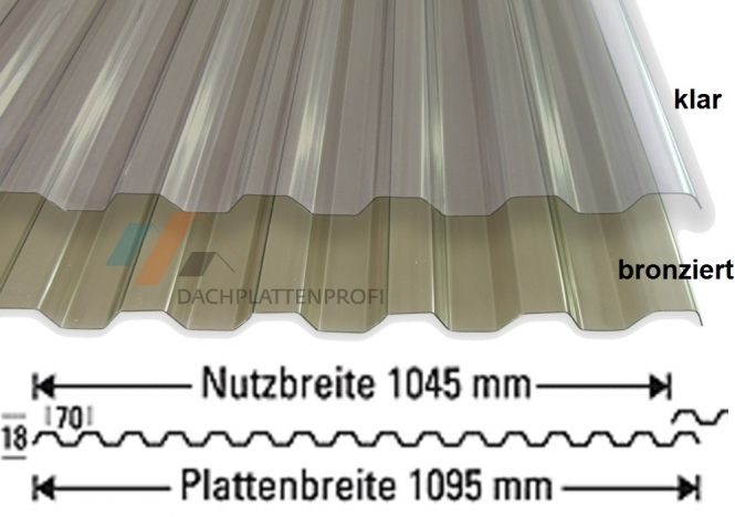 PVC 1 mm Trapez-/Spundwandprofil klar oder bronziert 