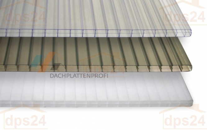 Stegdreifachplatte PC bronziert od. opal 16 mm 